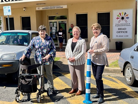 Blue Bollards - Leona Steen, Cr Nikki Kiss and Mayor Ruth Fagan.jpg