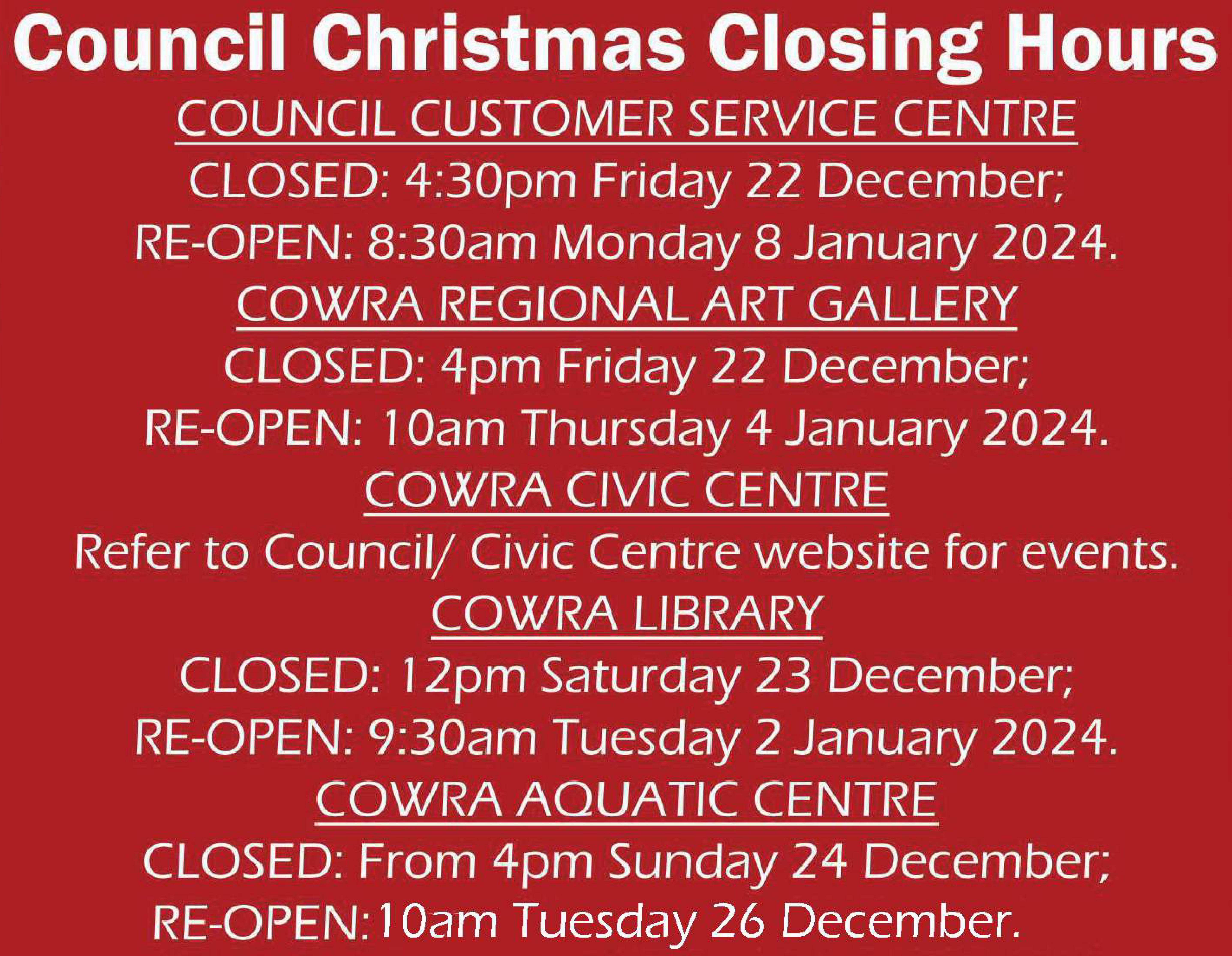 Cowra Council Christmas Opening Hours.png